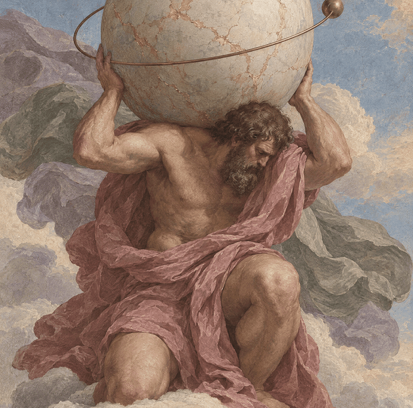 Atlas holding up the sphere, from the Orbio Build Week poster